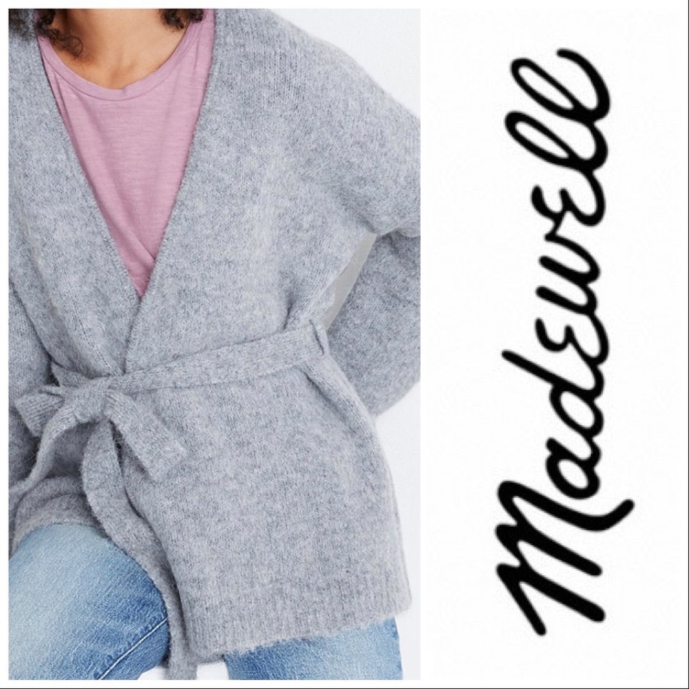 MADEWELL HEATHER HUSKY HARMON WOOLBLEND WRAP CARDI